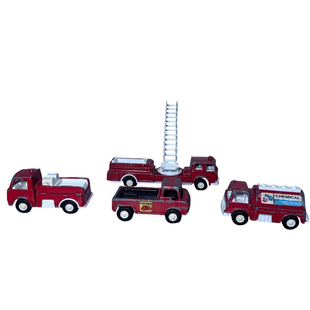 Vintage Tootsietoy Fire Truck Lot 1969 1970 Diecast Metal Emergency Vehicles 4pc